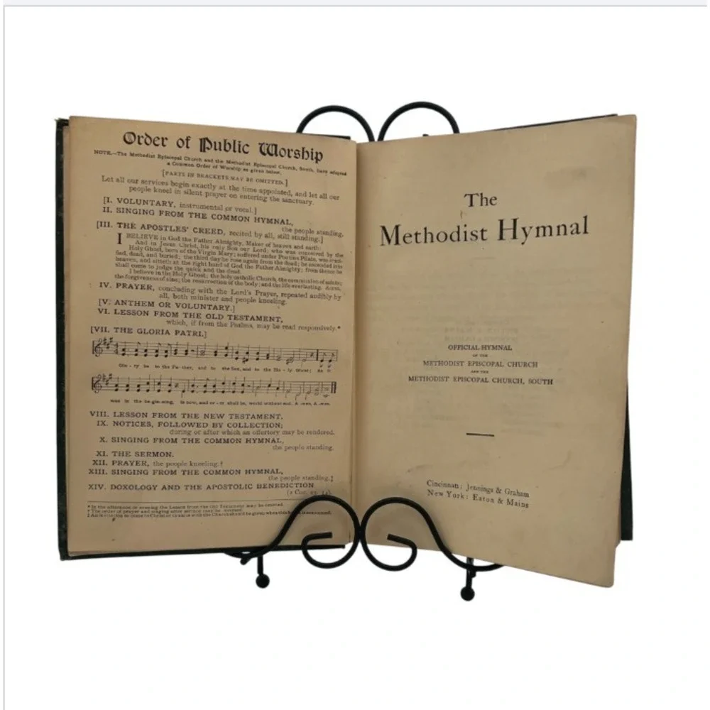 Methodist Hymnal Joint Church Edition Organist Inscribed Antique 1905 Intact